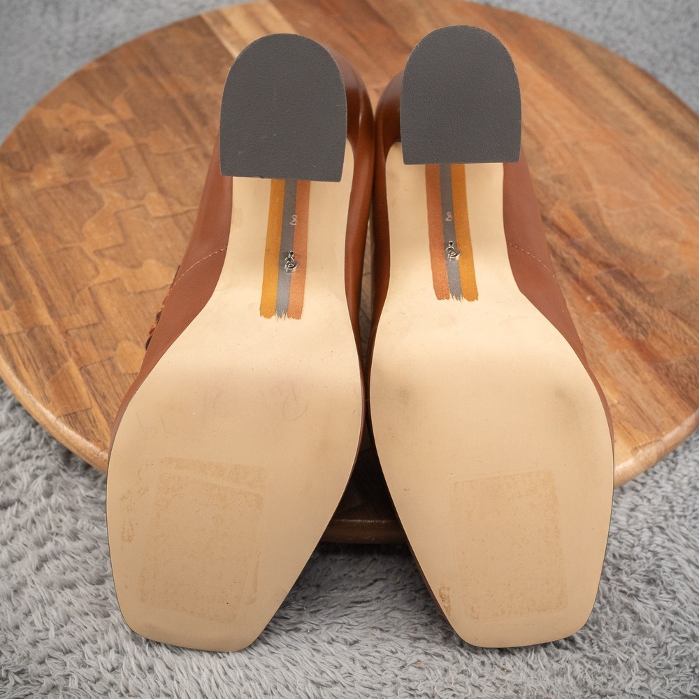 Sam Edelman Jed Platform Block Heel Leather Loafers Tan Retro Sz 8M Office Prepp - Picture 6 of 6